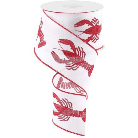 2.5" Crawfish On Royal Ribbon: White (10 Yards)