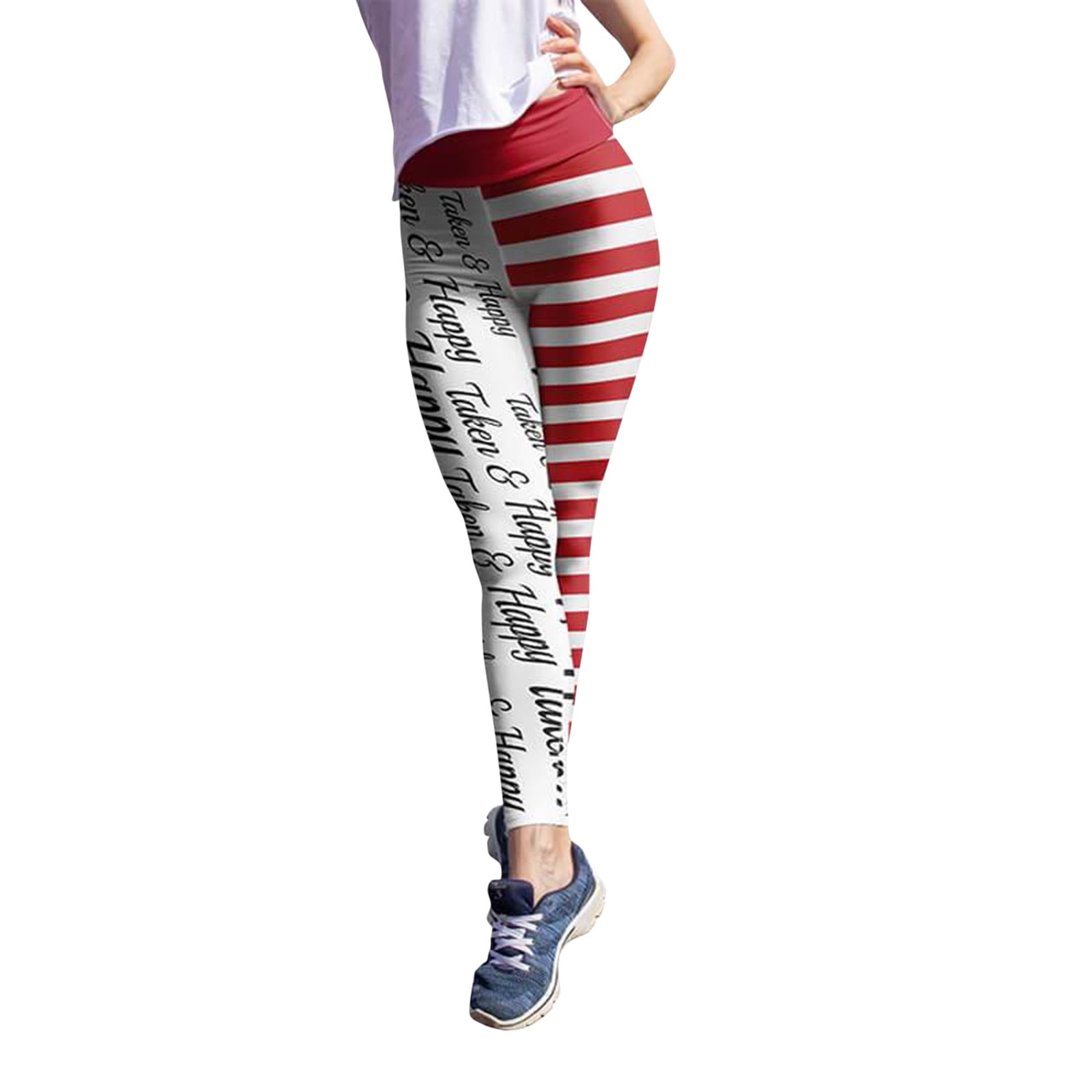 Mortilo Women's Valentine's Day Lovesy Stripes Print Leggings Skinny Pants  For Yoga Running Pilates Gym 