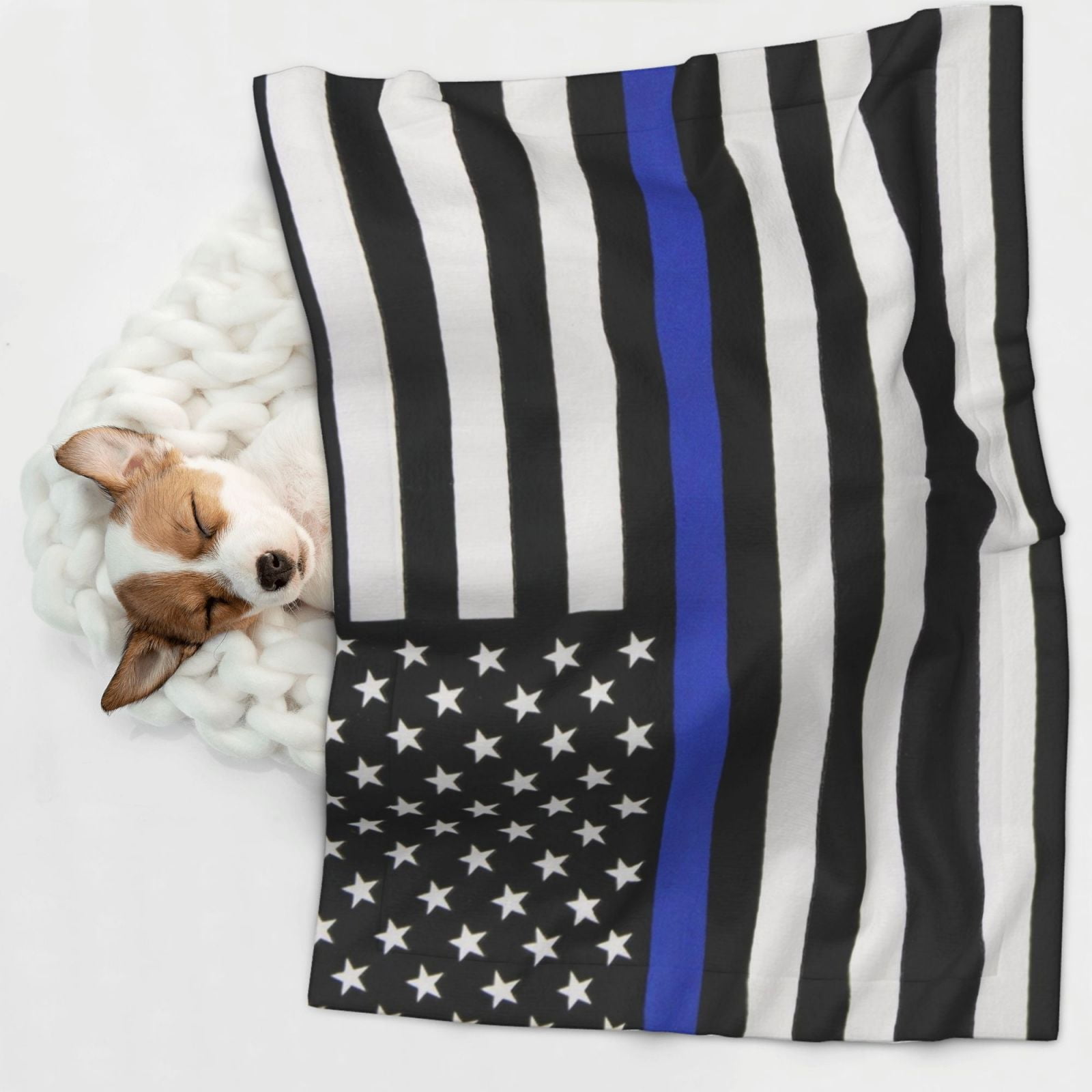 Thin Blue Line Flag Dog Blanket Soft Warm Flannel Cat Blanket Great Pet Throw for Cats Puppy Small Medium Large Dog