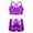 Purple, variant on YiZYiF Kids Girls 2PCS Ballet Dance Tankini Outfit Sequins Crop Top with Metallic Bottoms for Gym Fitness