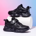 thumbnail image 2 of lnmuld Girls Solid Black Breathable Mesh Sport Sneakers Adjustable Velcro Anti-slip Thick Sole Daily Athletic Trainers Size:5.5-6 Years, 2 of 9