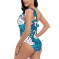 thumbnail image 4 of Pofeuu Swan On The Pond Print Women's One Piece Swimsuits One Shoulder Swimwear Asymmetric Ruffle Monokinis Bathing Suits-Medium, 4 of 6