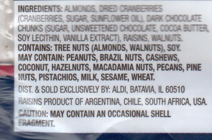 Southern Grove Tranquility Trail Mix Almonds Cranberries Dark Chocolate Raisins Walnuts, Snack Snacking Treat Food, 2, 16Oz