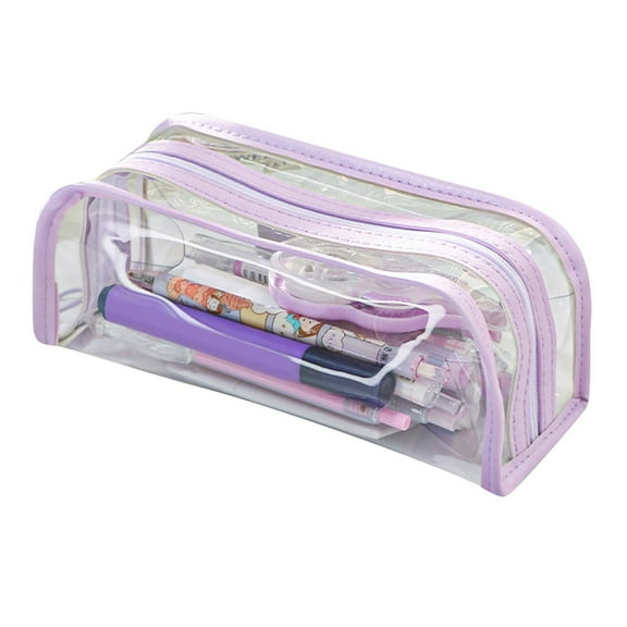 Ovzne Large Capacity Transparent Multifunctional Stationery Pencil Case - Portable With Handle, Detachable Pen Holder, Ideal For Students Professionals