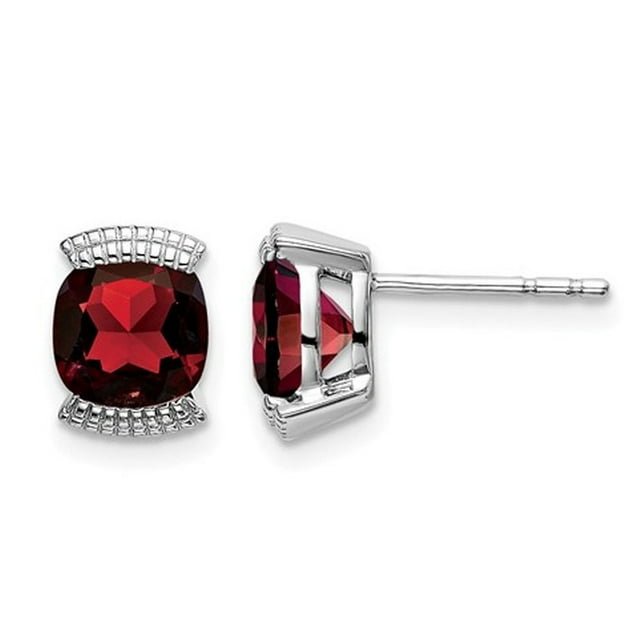Boucles d'oreilles grenat naturelles de 14k blancs 1,75 carat (CTW)