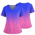 thumbnail image 2 of Womens Gradient Color Vneck Scrub Tops Short Sleeve Work Scrubs Summer Fall Shirts 2026 Trendy, #03 Pink, 5XL, 2 of 6