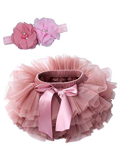 Baby Girls Bloomers Infant Toddlers CottonTulle Ruffle Bow Diaper Cover and headhand