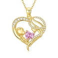 thumbnail image 3 of Taioiat Mom Necklace Heart October Birthstone Gold Mama Pendant Necklace Mother's Day Jewelry Gifts for Mom Grandmother Wife, 3 of 8