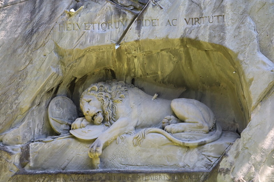 Lucerne Stone Lion Lion Of Lucerne Lion-20 Inch By 30 Inch Laminated ...