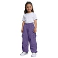 thumbnail image 6 of Kids Cargo Pants With Multiple Pockets for Boys Girls Outdoor Casual Play Everyday Comfortable, 13-14 Years, Purple, 6 of 8