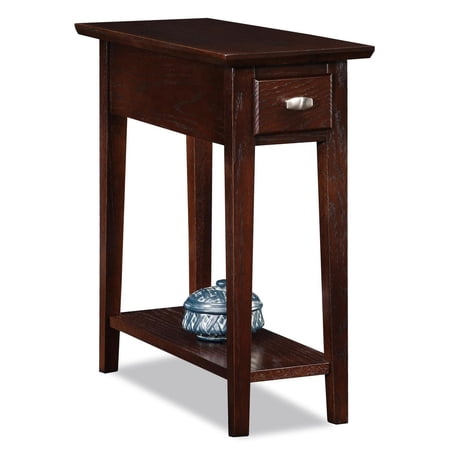 Narrow Side Table with DrawerShelf - Compact Accent Table for Living Room Bedroom Small Spaces - Chocolate Oak