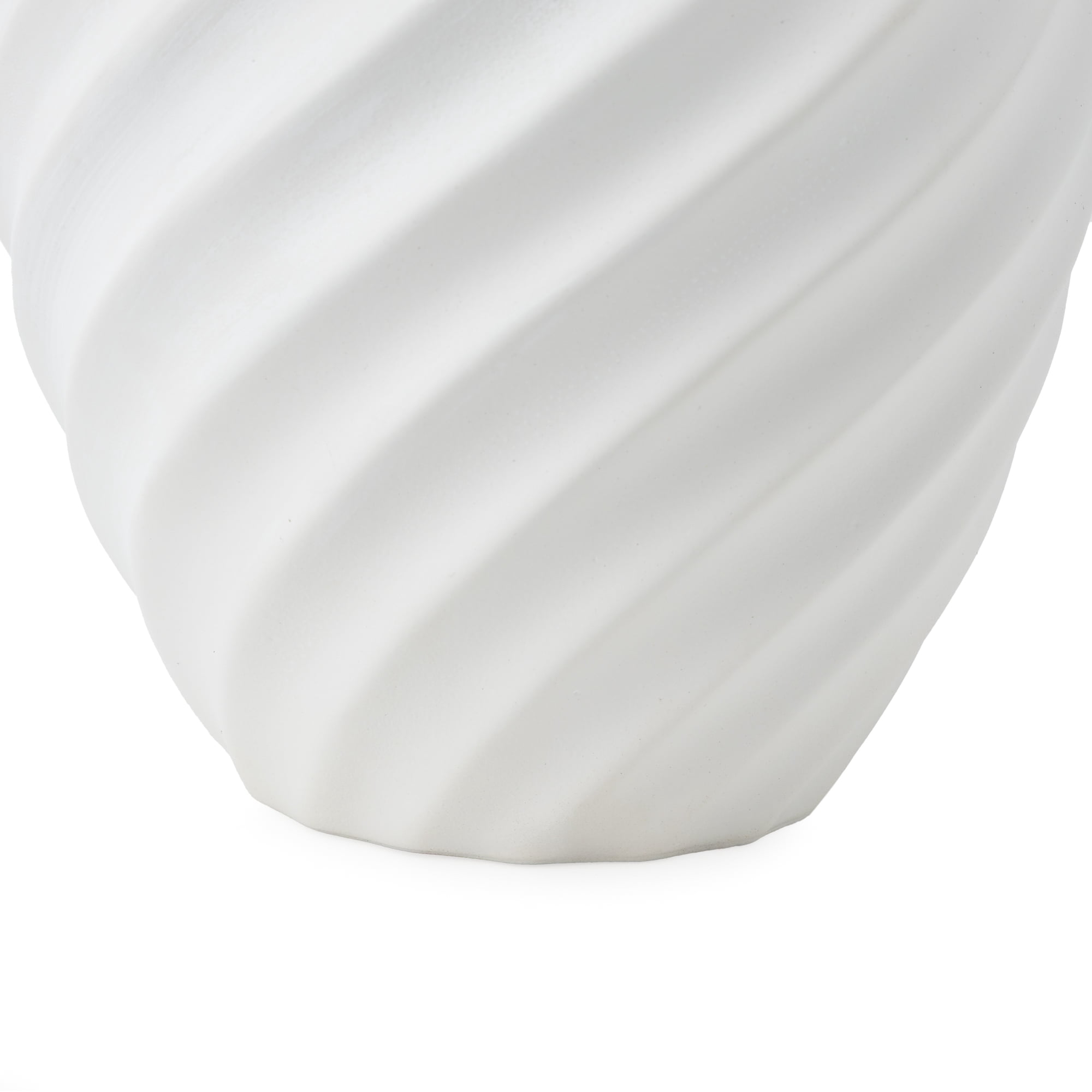 Mainstays Curved Ribbed White Ceramic Decorative Vase, 9.25"
