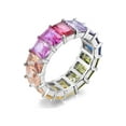 thumbnail image 3 of ADIRFINE 925 Sterling Silver Multi Colored Emerald Cut CZ Eternity Band Ring, 3 of 4