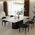 thumbnail image 6 of Morden Fort 71" Dining Table Set for 4, White Marble Top Dining Table with 4 Armless Black Boucle Chairs for Kitchen, Dining Room, Restaurant, Conference Room, 6 of 7