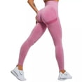 thumbnail image 2 of FZFLZDH Womens Seamless Butt Lift Leggings High Waisted Yoga Pants Ribbed Workout Slimming Tights Wire Red/L, 2 of 5