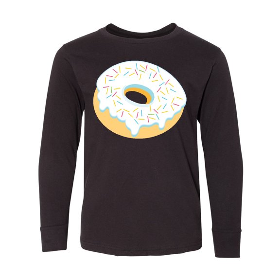 Inktastic White Donut with Sprinkles Long Sleeve Youth T-Shirt
