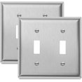 thumbnail image 1 of Placa de pared metálica decorativa para interruptor de luz de palanca - Toma de corriente de acero inoxidable, 1 of 5
