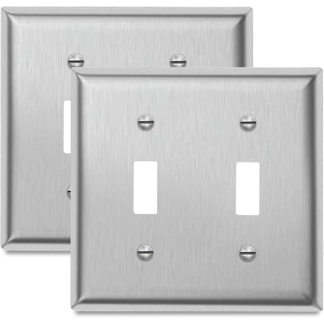 Placa de pared metálica decorativa para interruptor de luz de palanca - Toma de corriente de acero inoxidable