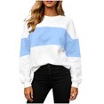 thumbnail image 3 of Color Block Sweatshirt for Women Fashionable Loose Round Neck Long Sleeved Pullover Tops for Causal & Work Wear, 3 of 7