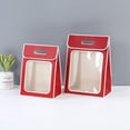 thumbnail image 1 of Zhuge Bolsas de embalaje para caja de regalo, bolsas de transporte con ventana transparente abatible, bolsas de transporte (fondo rojo y marco blanco, 21,5 * 13 * 30 cm), 1 of 5