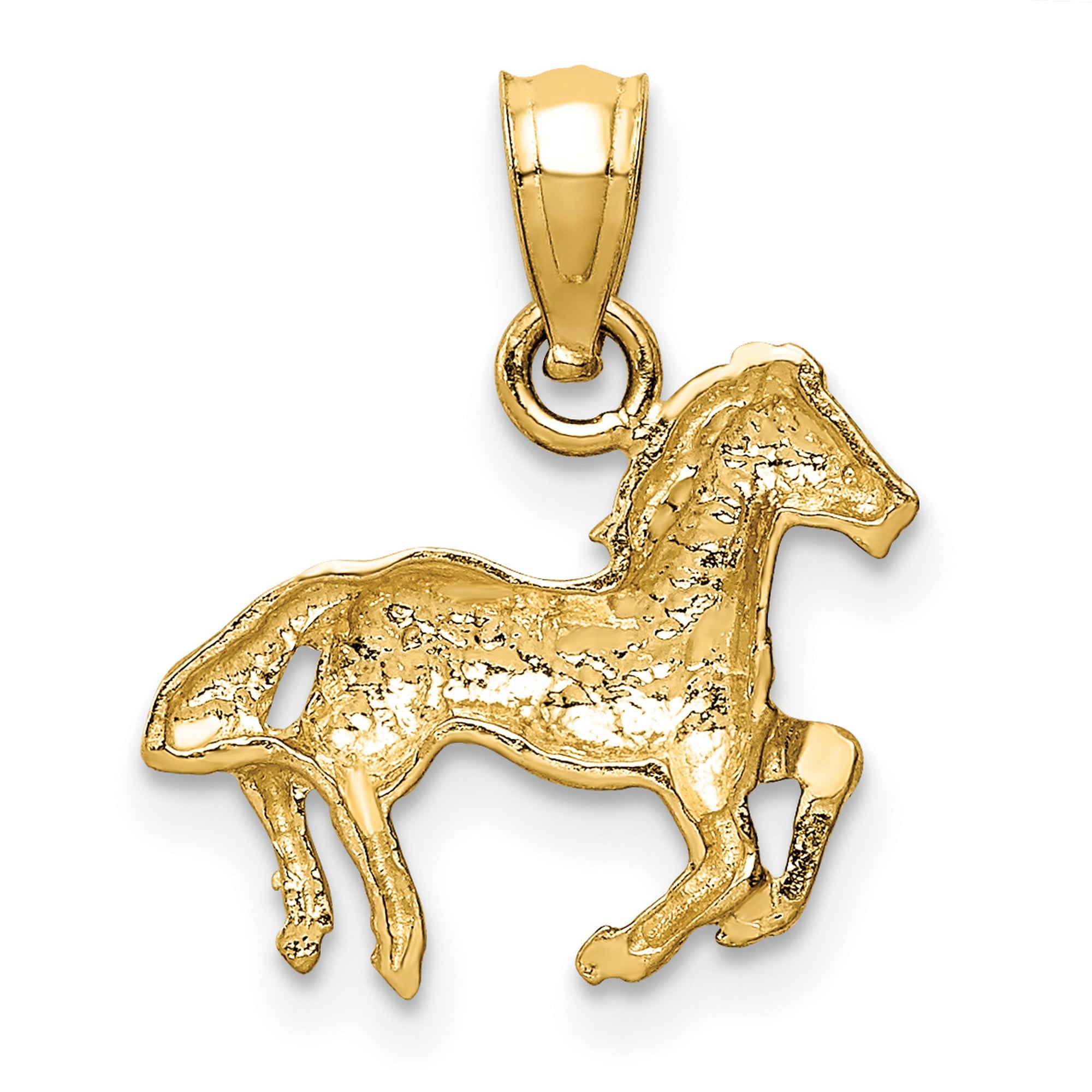 14k Yellow Gold Running Horse Pendant for Women or Unisex Wear, Equestrian Animal Charm Symbolizing Freedom Strength and Grace, Rustic Nature-Inspired Western Jewelry