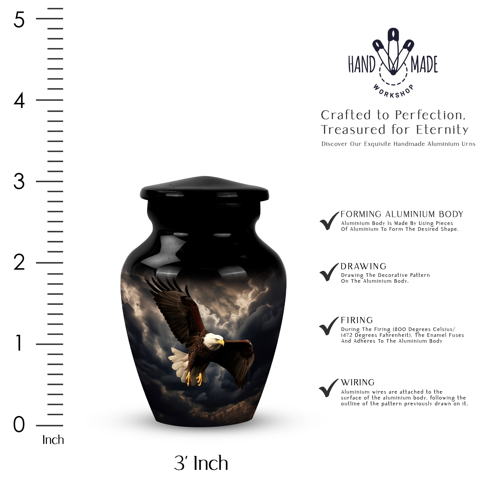 Unique Eagle With Rain Clouds Design Urn Urns For Human Ashes - Little Cremation Keepsakes - Tiny Cremation Urn Human Ashes - Small Memorial Ashes Urn - Mini Urn For Ashes 3Inch Set Of 4