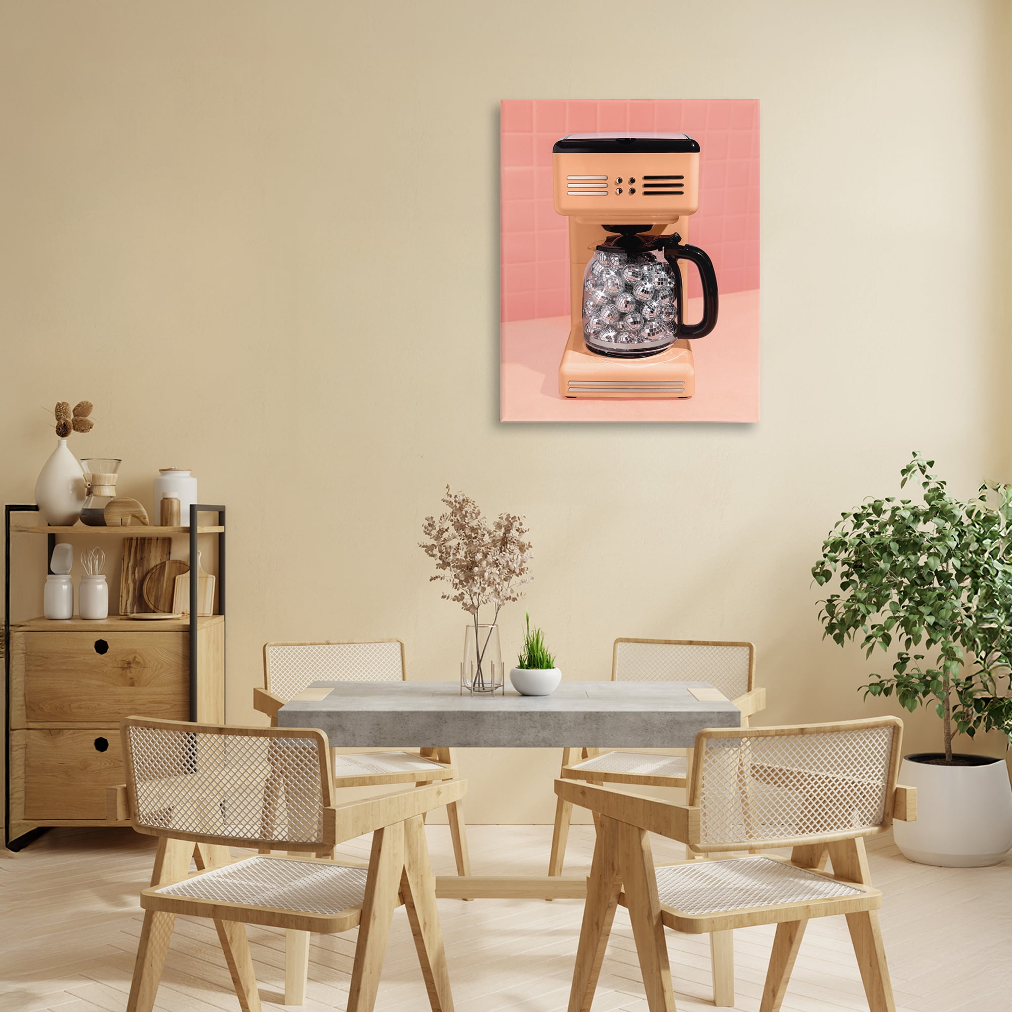 Stupell Industries Disco Coffee Maker over Orange Canvas Wall Art, design by LISH Creative