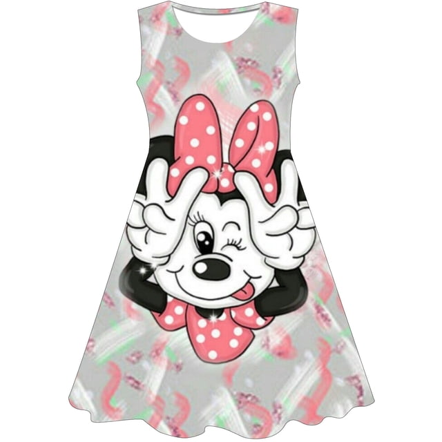 Navidad Mickey Minnie Mouse impreso niñas Mickey Minnie vestido Navidad fiesta vestidos bebé niña ropa niño ropa 4T Gao Jinjia LED