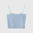 thumbnail image 2 of Sleeveless Tops For Women Sevevn Women's Cable Knit Crop Cami Top Sleeveless Spaghetti Strap Knit Tank Top Blue, 2 of 3