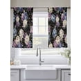 thumbnail image 4 of Country Flowers Sheer Curtains 54 Inch Length 2 Panels Set, Botanical Purple Blue Floral Black Voile Window Treatment Rod Pocket Short Kitchen Curtains Drapes for Bedroom 52"x54"x2, 4 of 7