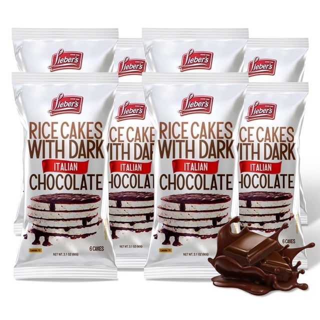 LIEBERS Dark Chocolate Rice Cakes, Kosher Certified Dairy Free, Gluten Free Snack (Dark Italian Chocolate) Pack Of 3