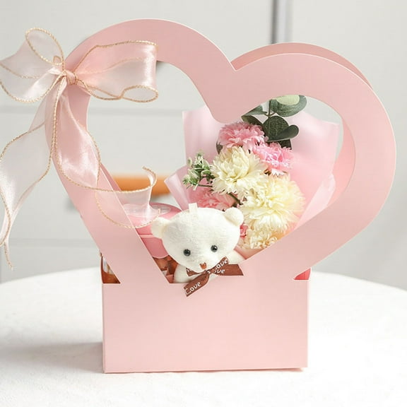 KHBUAB Recycled Paper Heart Shaped Flower Boxes 3Pcs for Waterproof present Packaging