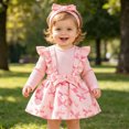 thumbnail image 4 of CAUYDY Little Baby Girl Clothing Newborn Ruffle Sleeve Romper Cute Sets 0 3 6 9 12 18 Months Toddler Photography Outfits Kids Suit Shower Christmas Gift Pink Sizes 3-6 Months, 4 of 5