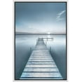 thumbnail image 3 of IDEA4WALL Framed Canvas Art Wall Decor Blue Wash Out Wooden Pier with Sunrise Coastal Ocean Photography Minimalism Modern Scenic Relax/Calm Duotone for Dorm Home Office - 16"x24", 3 of 5