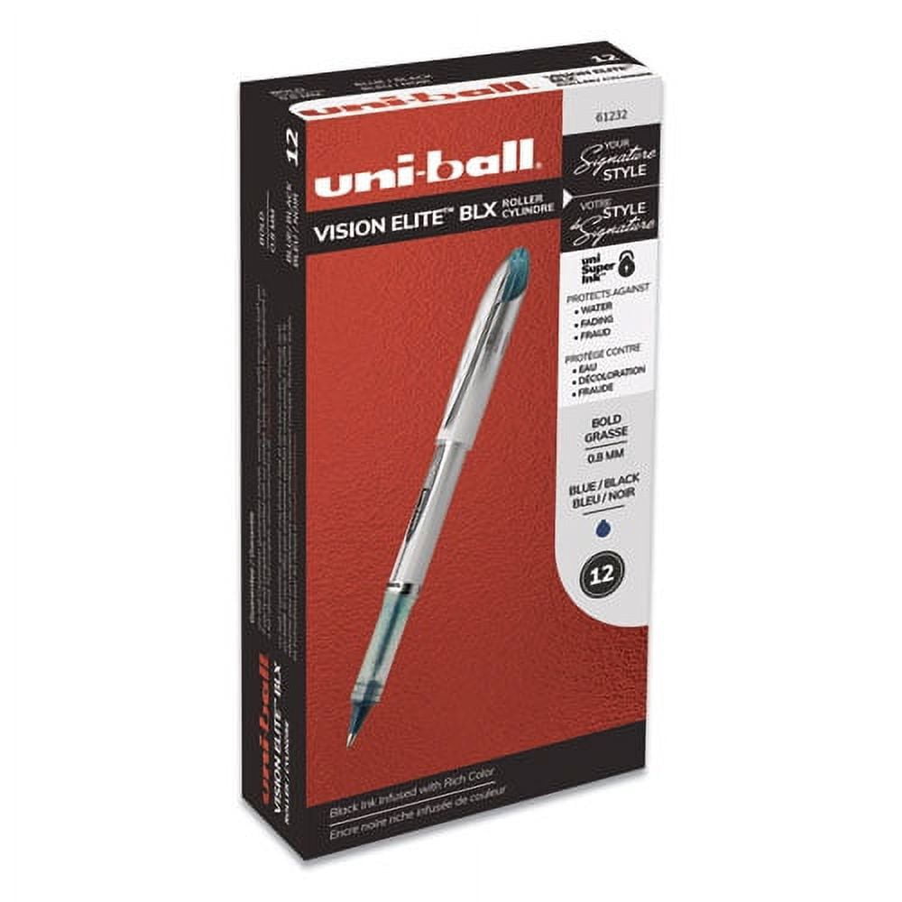 Vision Elite Roller Ball Pen, Stick, Bold 0.8 Mm, Blue-Black Ink, White/blue Barrel | Bundle of 5 Each