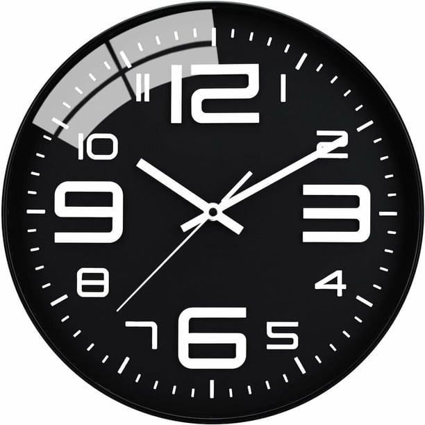 Quiet clock 30cm modern style for home office school black battery powered