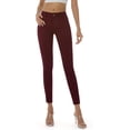 thumbnail image 1 of Jeans elásticos ajustados de tiro medio de color con bolsillo real de 98 % algodón de color para mujer (regular y grande) Burgundy26 Plus, 1 of 5