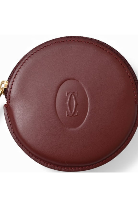 Pre-Owned Cartier coin case, wallet, Must de Cartier, Bordeaux (Good)