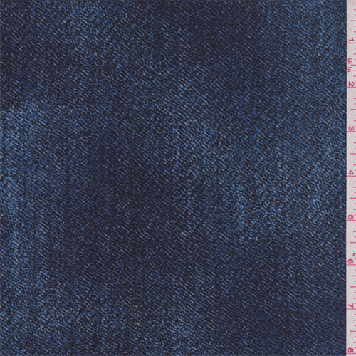 Blue Denim Print Liverpool Knit, Fabric Sold By the Yard