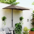 thumbnail image 2 of Outsunny 9ft Half Round Umbrella Outdoor Balcony Parasol w/ 5 Ribs Coffee, 2 of 10