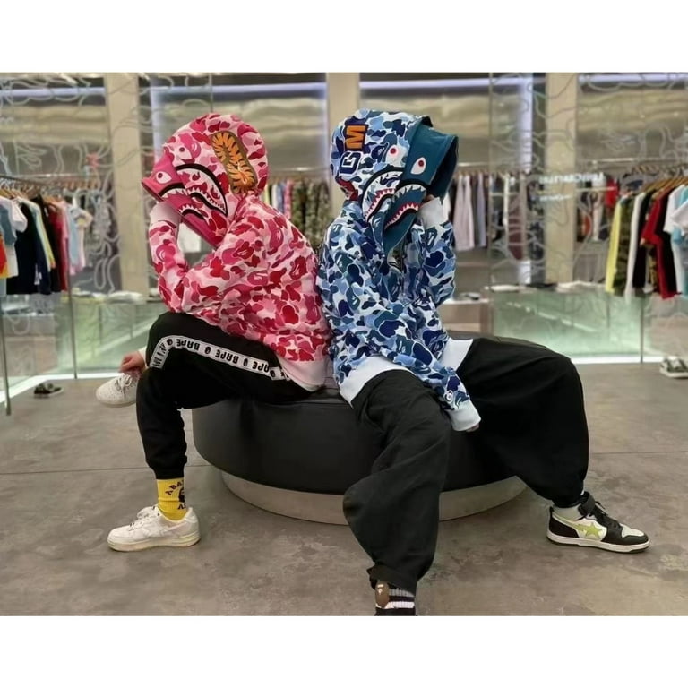 BAPE Hoodie Double Hat Sweatshirt Hip Hop Jacket Full Zip Up Cardigan Hooded Street Wear Couple outfit for Men and Women XL Walmart