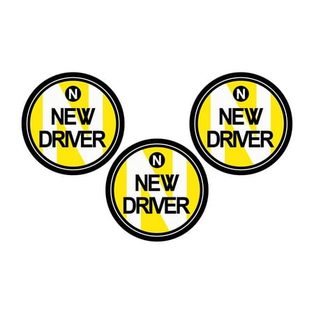 Magnetic Vinyl Car Sign - Zone Tech New Driver Round Magnetic Vehicle Car Sign 3 Pack