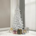 thumbnail image 5 of Vickerman 6.5' Flocked White Slim Artificial Christmas Tree, Warm White LED Lights, 5 of 5