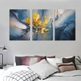 thumbnail image 3 of ONETECH Abstract Wall-Art for Bedroom - Blue and Gold Wall Decor - Abstract Art Wall Decor Ready to Hang 12''x16''X3 Panels, 3 of 4