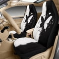 thumbnail image 4 of Xixirimido Butterfly Music Notes Black White Print Car Seat Cover Set of 5 Pieces Front Seat Covers with Matching Seat Belt and Center Console Covers PU Leather Fits Most Vehicles, 4 of 8