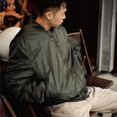 thumbnail image 2 of DAFEILI Military MA1 Nylon Padded Windproof Winter White Men Bomber Jacket Quilted Flight Jacket Unisex, 2 of 5