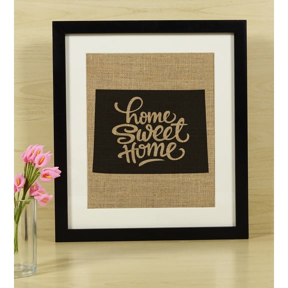 Darling Souvenir Home Sweet Home Burlap Print Wall Decor Colorado State Map Housewarming Gift Idea-Burlap Print Only(8 x 10 Inches)
