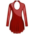 thumbnail image 2 of Alvivi Kids Girls Figure Ice Skating Leotard Dress Long Sleeve Gymnastic Dance Competition Costume Burgundy 10, 2 of 7