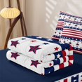 thumbnail image 6 of Manfei Stars Striped Zipper Twin Comforter Sets with Fitted Sheet and 2 Pillowcases,Red Navy Zipper Bedding Set,Navy Blue Reversible,4pcs, 6 of 8