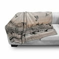 thumbnail image 3 of Landscape Soft Flannel Fleece Throw Blanket, Panorama Sketch Art Sunset View of Paris from Pont Des Arts with Pigeons River, Cozy Plush for Indoor and Outdoor Use, 60" x 80", Peach Grey, by Ambesonne, 3 of 6